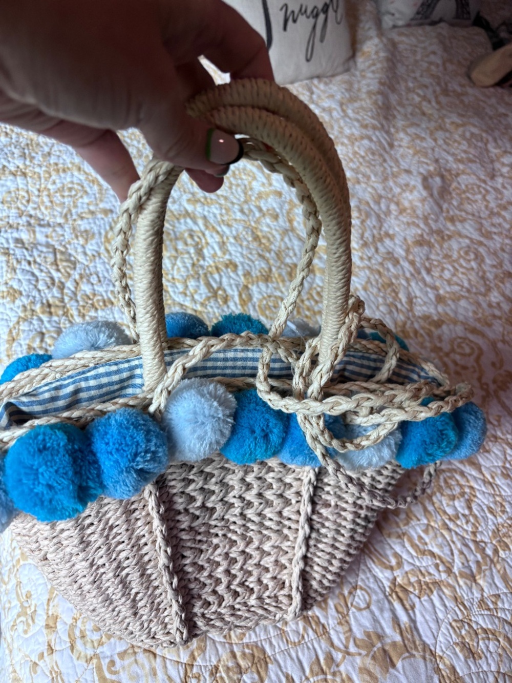 Cute woven crossbody + top handle gingham bag